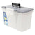 Storex Portable Letter/Legal Filebox with Organizer Lid, Letter/Legal Files, 14.5" x 10.5" x 12", Clear/Silver (STX61511U01C)