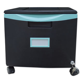 Storex Single-Drawer Mobile Filing Cabinet, 14.75w x 18.25d x 12.75h, Black/Teal (STX61270U01C)