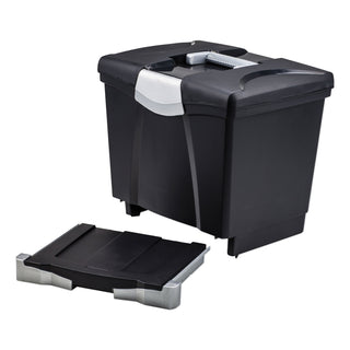 Storex Portable File Box with Drawer, Letter Files, 14" x 11.25" x 14.5", Black (STX61523U01C)