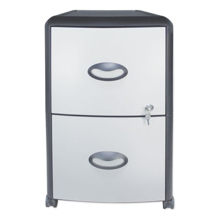 Storex Two-Drawer Mobile Filing Cabinet, Metal Siding, 19w x 15d x 23h, Silver/Black (STX61351U01C)
