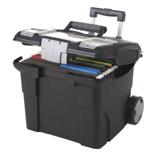 Storex Premium File Cart, 15w x 16.38d x 14.25 to 30h, Black (STX61507U01C)