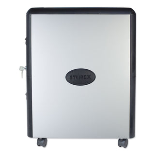 Storex Two-Drawer Mobile Filing Cabinet, Metal Siding, 19w x 15d x 23h, Silver/Black (STX61351U01C)