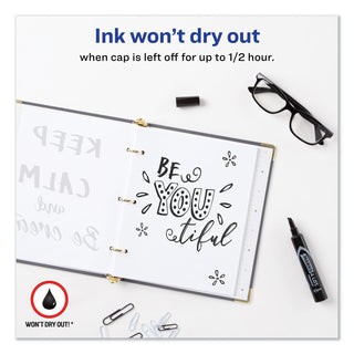 Avery® MARKS A LOT Regular Desk-Style Permanent Marker, Broad Chisel Tip, Black, Dozen (AVE07888)