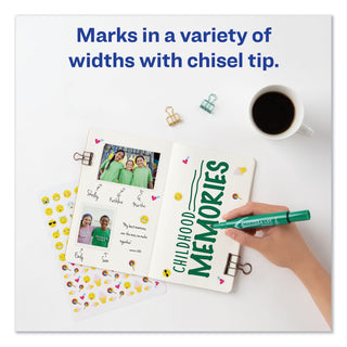 Avery® MARKS A LOT Regular Desk-Style Permanent Marker, Broad Chisel Tip, Green, Dozen (AVE07885)