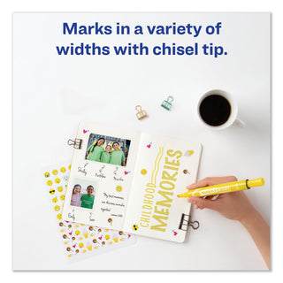 Avery® MARKS A LOT Large Desk-Style Permanent Marker, Broad Chisel Tip, Yellow, Dozen (AVE08882)