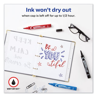 Avery® MARKS A LOT Regular Desk-Style Permanent Marker, Broad Chisel Tip, Assorted Colors, 4/Set (AVE07905)