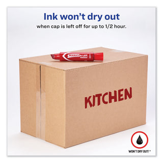 Avery® MARKS A LOT Extra-Large Desk-Style Permanent Marker, Extra-Broad Chisel Tip, Red (AVE24147BX)
