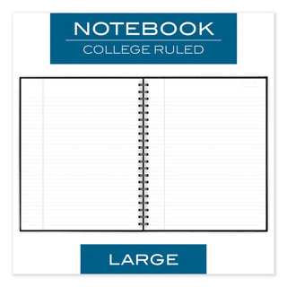 Cambridge® Hardbound Notebook w/ Pocket, 1 Subject, Wide/Legal Rule, Black Cover, 11 x 8.5, 96 Sheets (MEA06100)
