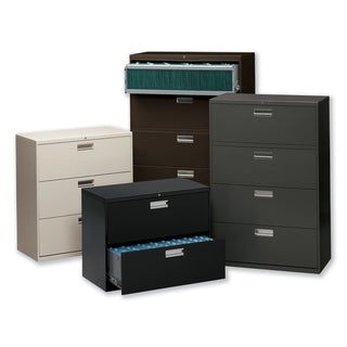 HON® 600 Series Five-Drawer Lateral File, 36w x 18d x 64.25h, Putty (HON685LL)