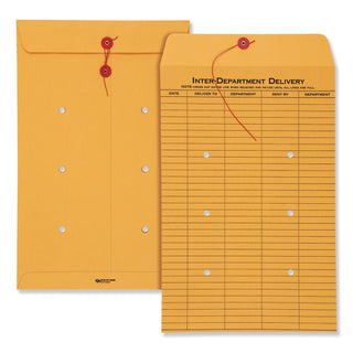 Quality Park™ Brown Kraft String & Button Interoffice Envelope, #98, One-Sided Five-Column Format, 10 x 15, Brown Kraft, 100/Carton (QUA63564)