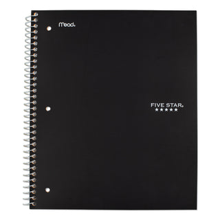 Five Star® Wirebound Notebook, 1 Subject, Medium/College Rule, Black Cover, 11 x 8.5, 100 Sheets (MEA72057)
