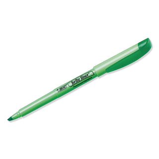 BIC® Brite Liner Highlighter, Chisel Tip, Fluorescent Green, Dozen (BICBL11GN)