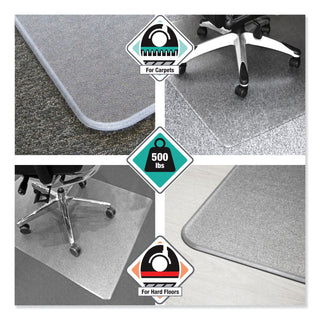 Floortex® Cleartex MegaMat Heavy-Duty Polycarbonate Mat for Hard Floor/All Carpet, 46 x 53, Clear (FLRM121345ER)