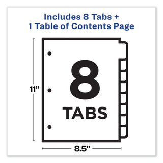 Avery® Customizable TOC Ready Index Black and White Dividers, 8-Tab, Letter (AVE11132)