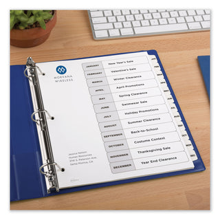 Avery® Customizable TOC Ready Index Black and White Dividers, 12-Tab, Letter (AVE11126)