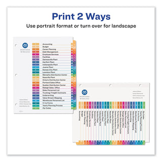 Avery® Customizable TOC Ready Index Multicolor Dividers, 26-Tab, Letter (AVE11125)
