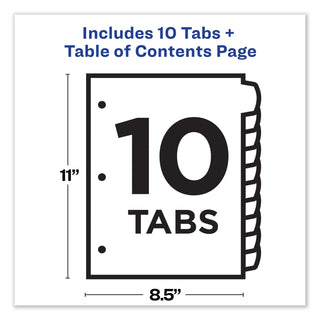 Avery® Customizable TOC Ready Index Black and White Dividers, 10-Tab, Letter (AVE11134)