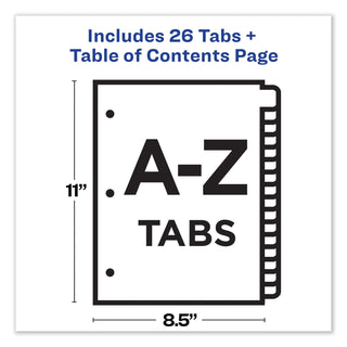 Avery® Customizable TOC Ready Index Multicolor Dividers, 26-Tab, Letter (AVE11125)