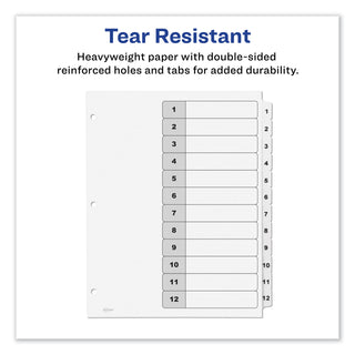 Avery® Customizable TOC Ready Index Black and White Dividers, 12-Tab, Letter (AVE11140)