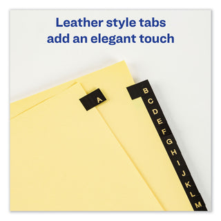 Avery® Preprinted Black Leather Tab Dividers w/Gold Reinforced Edge, 25-Tab, Ltr (AVE11350)