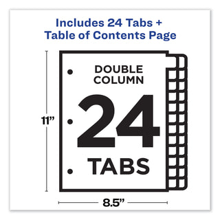 Avery® Customizable TOC Ready Index Double Column Multicolor Dividers, 24-Tab, Letter (AVE11321)