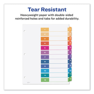 Avery® Customizable TOC Ready Index Multicolor Dividers, 12-Tab, Letter, 6 Sets (AVE11196)