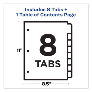 Avery® Customizable TOC Ready Index Multicolor Dividers, 8-Tab, Letter (AVE11133)