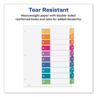 Avery® Customizable TOC Ready Index Multicolor Dividers, 10-Tab, Letter (AVE11135)