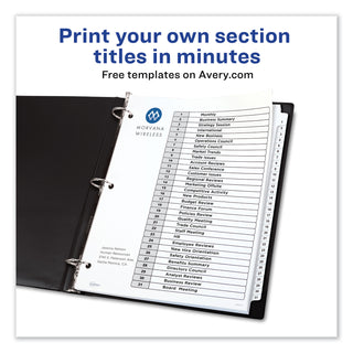 Avery® Customizable TOC Ready Index Black and White Dividers, 31-Tab, Letter (AVE11128)