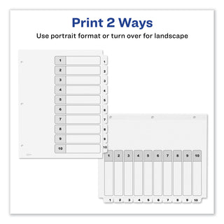 Avery® Customizable TOC Ready Index Black and White Dividers, 10-Tab, Letter (AVE11134)