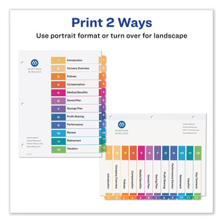Avery® Customizable Table of Contents Ready Index Dividers with Multicolor Tabs, 12-Tab, 1 to 12, 11 x 8.5, White, 3 Sets (AVE11083)