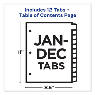 Avery® Customizable TOC Ready Index Multicolor Dividers, 12-Tab, Letter (AVE11127)