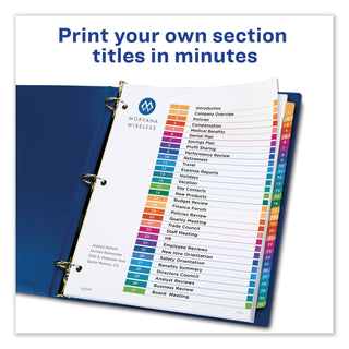 Avery® Customizable TOC Ready Index Multicolor Dividers, 31-Tab, Letter (AVE11129)