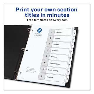 Avery® Customizable TOC Ready Index Black and White Dividers, 8-Tab, Letter (AVE11132)