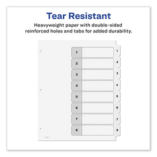 Avery® Customizable TOC Ready Index Black and White Dividers, 8-Tab, Letter (AVE11132)
