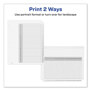 Avery® Customizable TOC Ready Index Black and White Dividers, 31-Tab, Letter (AVE11128)