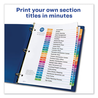 Avery® Customizable TOC Ready Index Multicolor Dividers, 26-Tab, Letter (AVE11125)