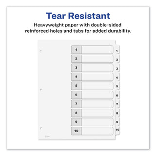 Avery® Customizable TOC Ready Index Black and White Dividers, 10-Tab, Letter (AVE11134)