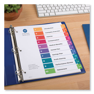 Avery® Customizable TOC Ready Index Multicolor Dividers, 10-Tab, Letter, 24 Sets (AVE11169)