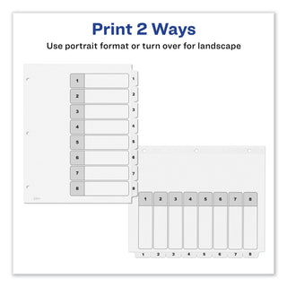 Avery® Customizable TOC Ready Index Black and White Dividers, 8-Tab, Letter (AVE11132)