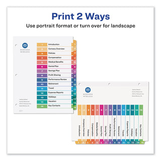 Avery® Customizable TOC Ready Index Multicolor Dividers, 15-Tab, Letter (AVE11143)
