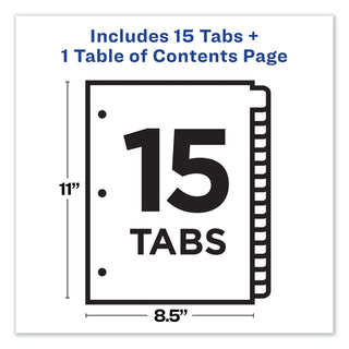 Avery® Customizable TOC Ready Index Black and White Dividers, 15-Tab, Letter (AVE11142)