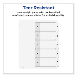 Avery® Customizable TOC Ready Index Black and White Dividers, 5-Tab, Letter (AVE11130)
