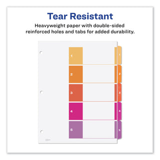 Avery® Customizable TOC Ready Index Multicolor Dividers, 5-Tab, Letter, 6 Sets (AVE11187)