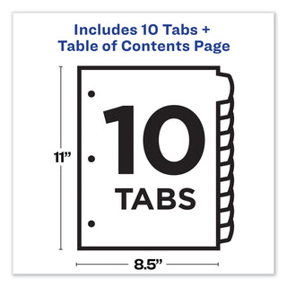 Avery® Customizable TOC Ready Index Multicolor Dividers, 1-10, Letter (AVE11842)