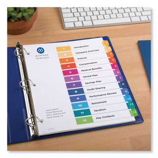 Avery® Customizable TOC Ready Index Multicolor Dividers, 12-Tab, Letter (AVE11141)