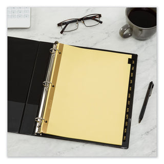 Avery® Preprinted Black Leather Tab Dividers w/Gold Reinforced Edge, 12-Tab, Ltr (AVE11351)
