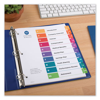 Avery® Customizable TOC Ready Index Multicolor Dividers, 10-Tab, Letter (AVE11135)