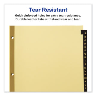 Avery® Preprinted Black Leather Tab Dividers w/Gold Reinforced Edge, 25-Tab, Ltr (AVE11350)