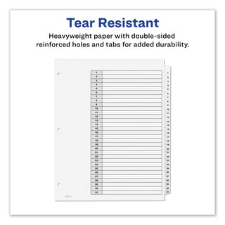 Avery® Customizable TOC Ready Index Black and White Dividers, 31-Tab, Letter (AVE11128)